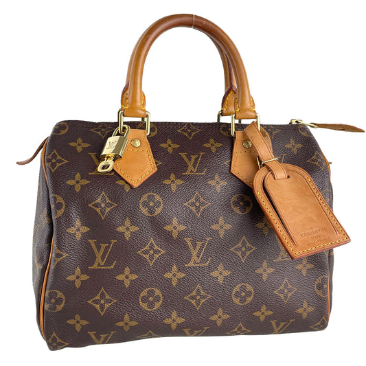 Louis Vuitton Monogram Speedy 25 Coated Canvas Fabric Brown Handbag 4925