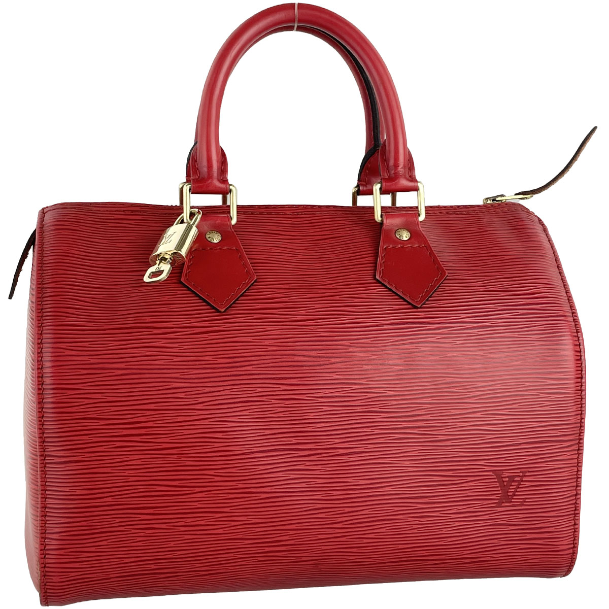 Louis Vuitton Epi Speedy 25 Leather Suede Red Handbag 4919