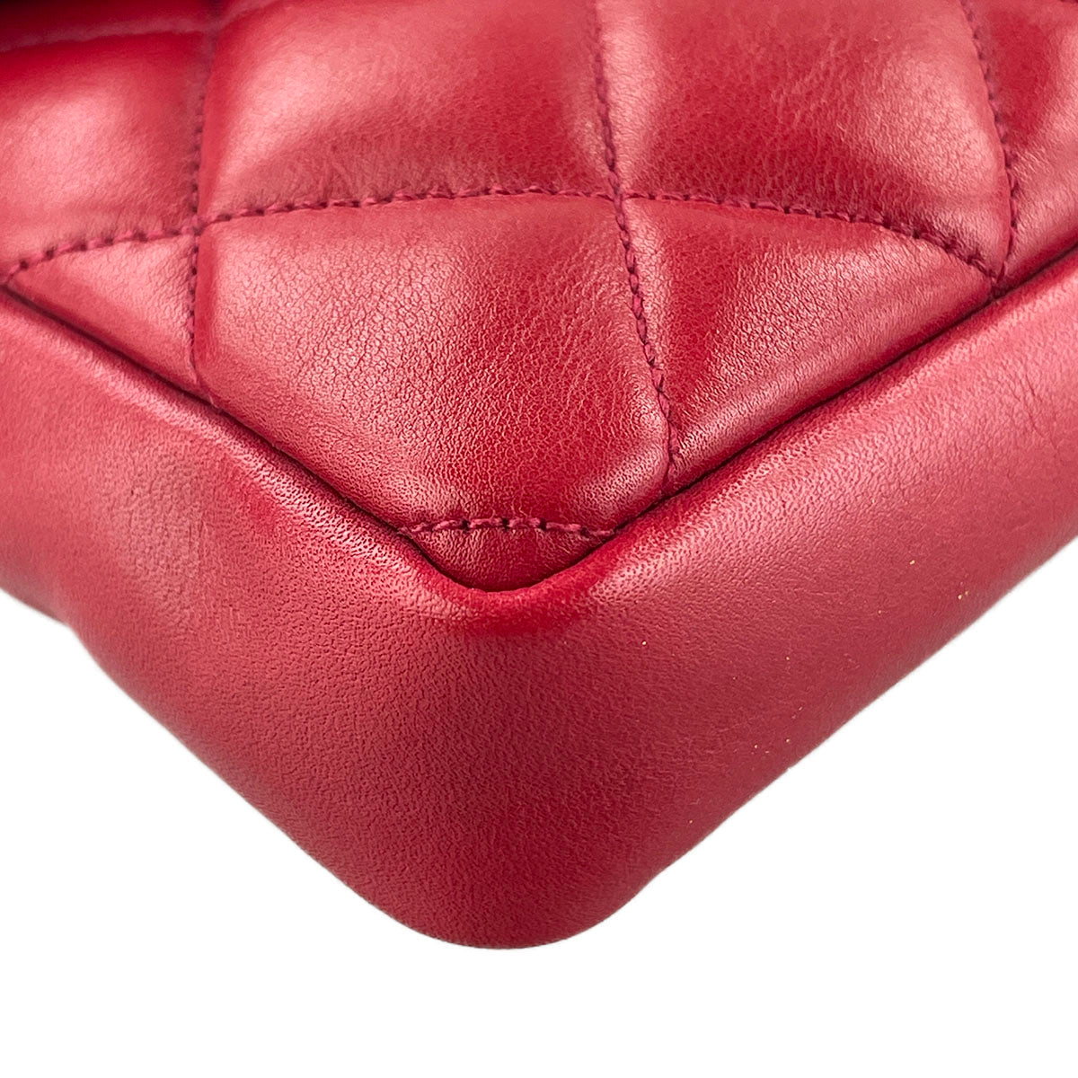 CHANEL Matelasse Lambskin Leather Red Waist bag 4921