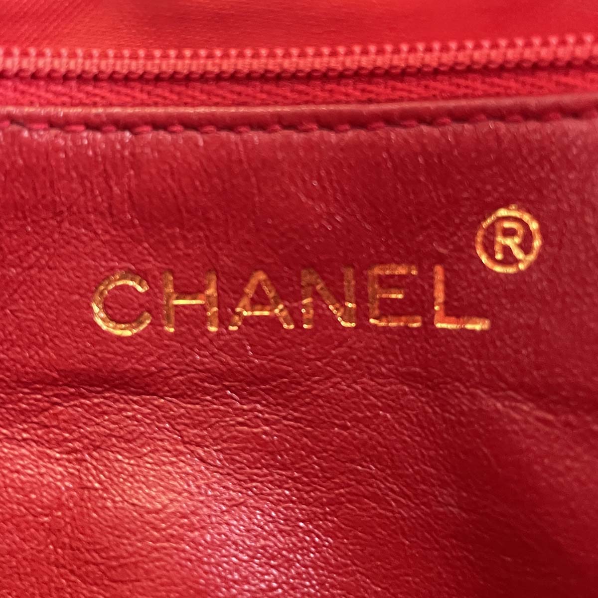 CHANEL Matelasse Fringe Lambskin Leather Fabric Red Chain Shoulder bag 69