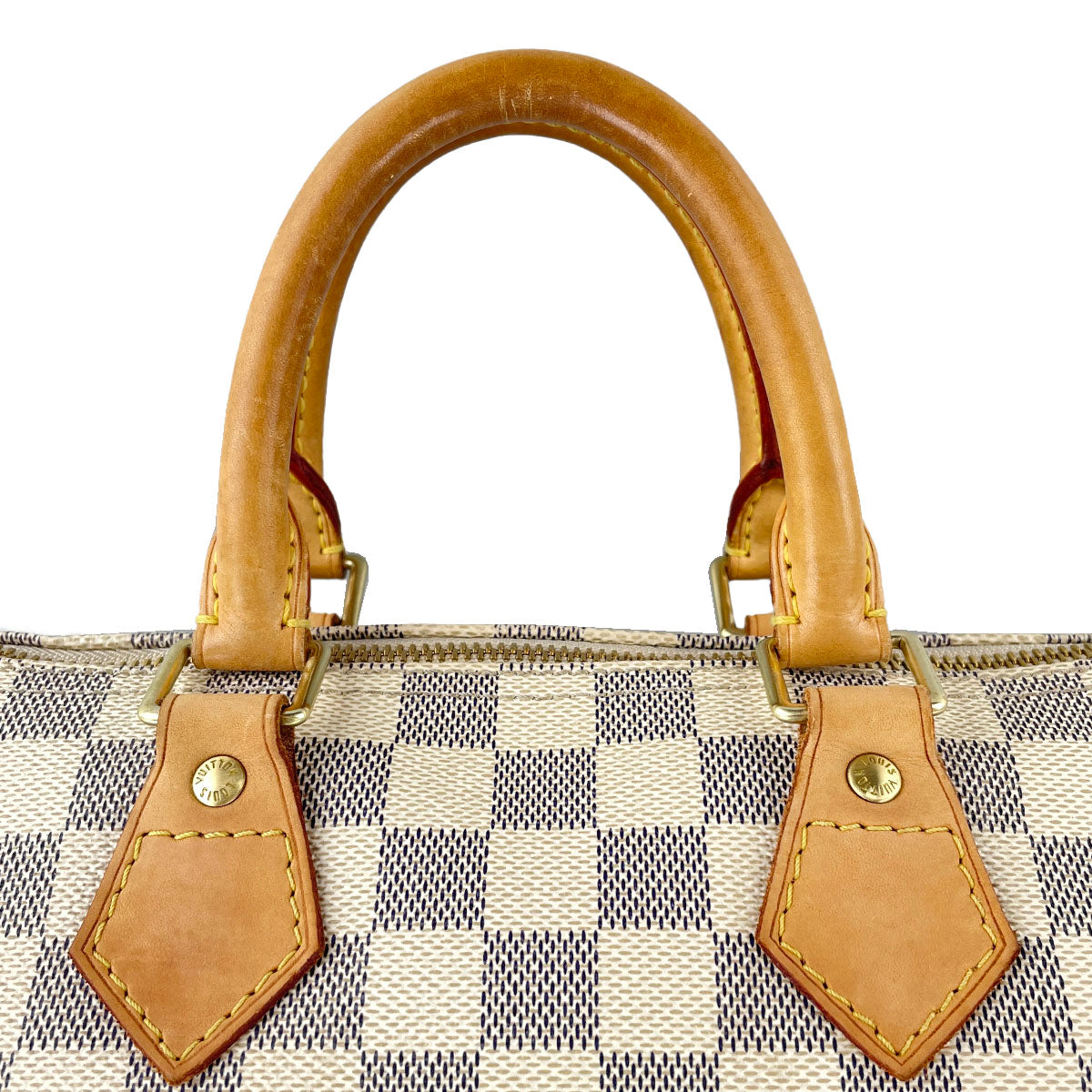 Louis Vuitton Damier Azur Speedy 25 Coated Canvas Fabric White Handbag 4939