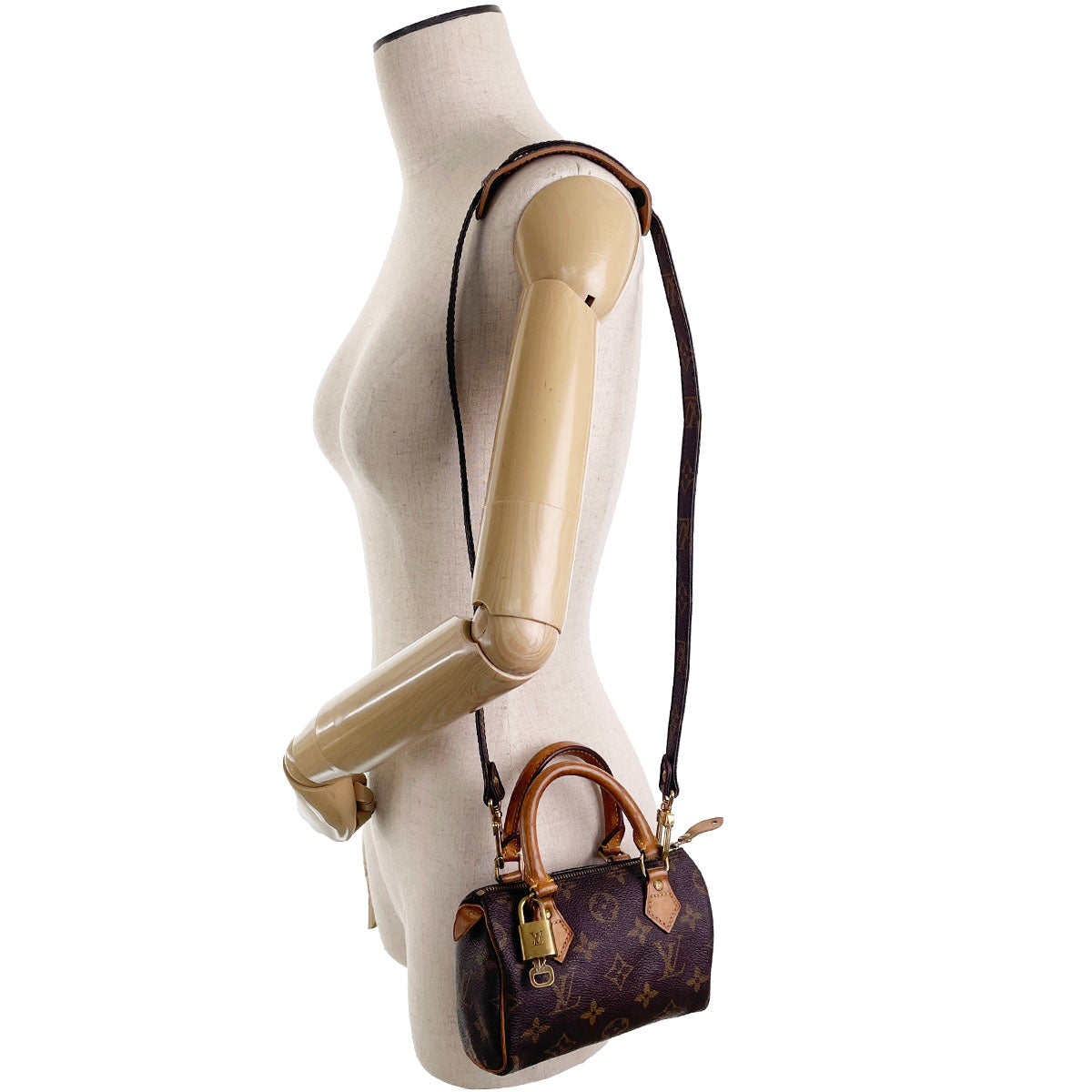 Louis Vuitton Monogram Mini speedy 2way Coated Canvas Fabric Brown Handbag 4901