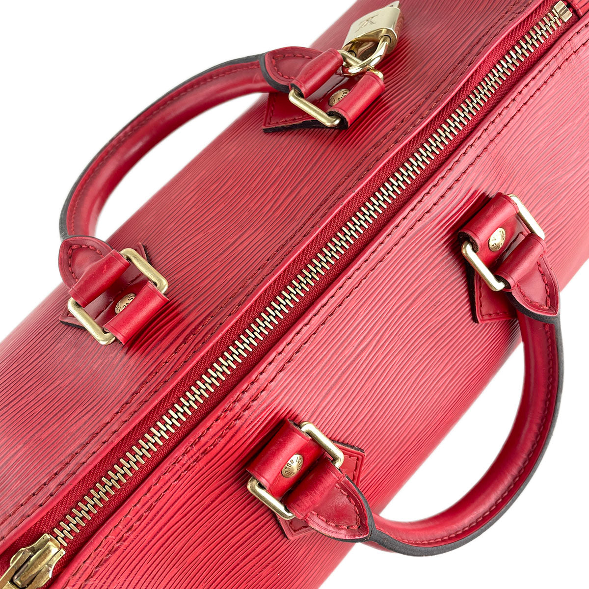 Louis Vuitton Epi Speedy 25 Leather Suede Red Handbag 4919
