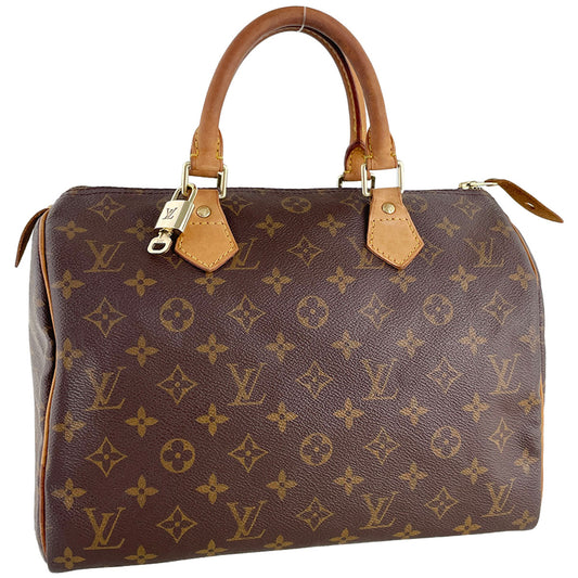 Louis Vuitton Monogram Speedy 30 Coated Canvas Fabric Brown Handbag 4885