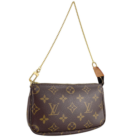 Louis Vuitton Monogram Mini Pochette Accessoires Coated Canvas Brown Pouch 4903