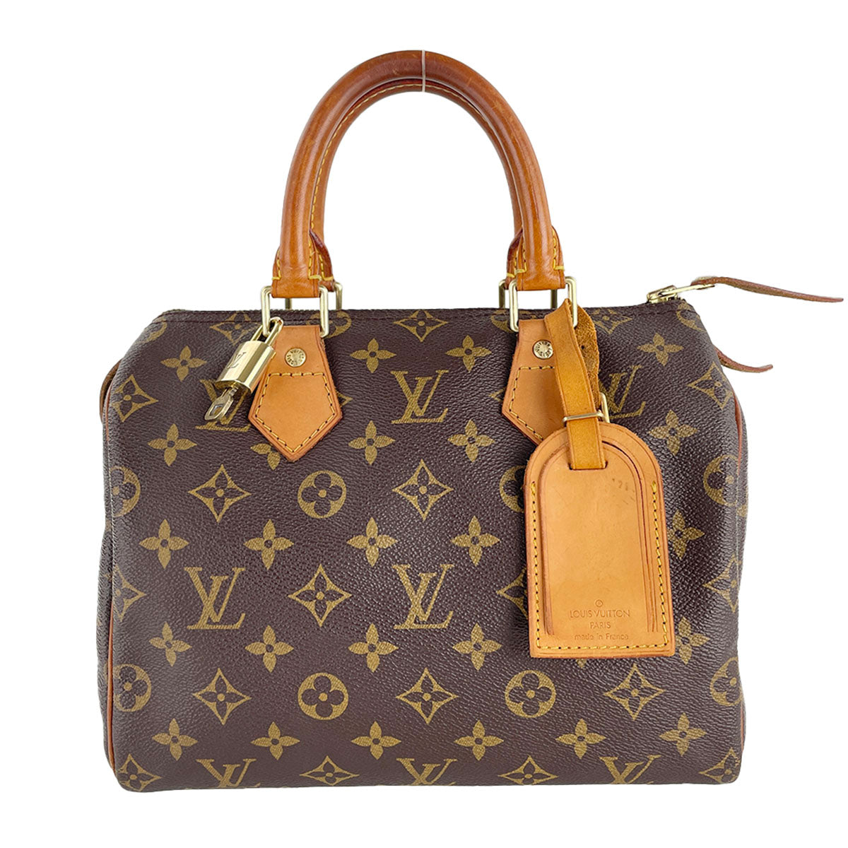 Louis Vuitton Monogram Speedy 25 Coated Canvas Fabric Brown Handbag 4897