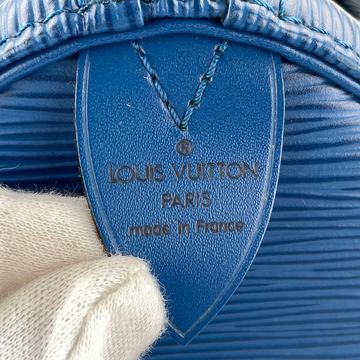 Louis Vuitton Epi Speedy 25 Leather Suede Blue Handbag 4848