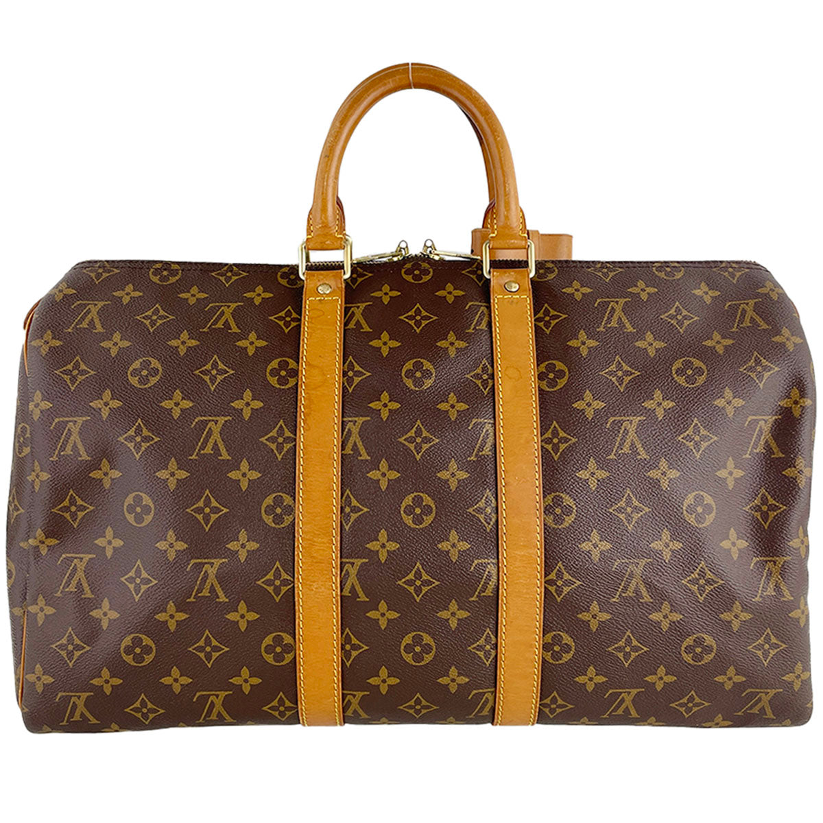 Louis Vuitton Monogram Keepall 45 Coated Canvas Fabric Brown Boston Bag 4824