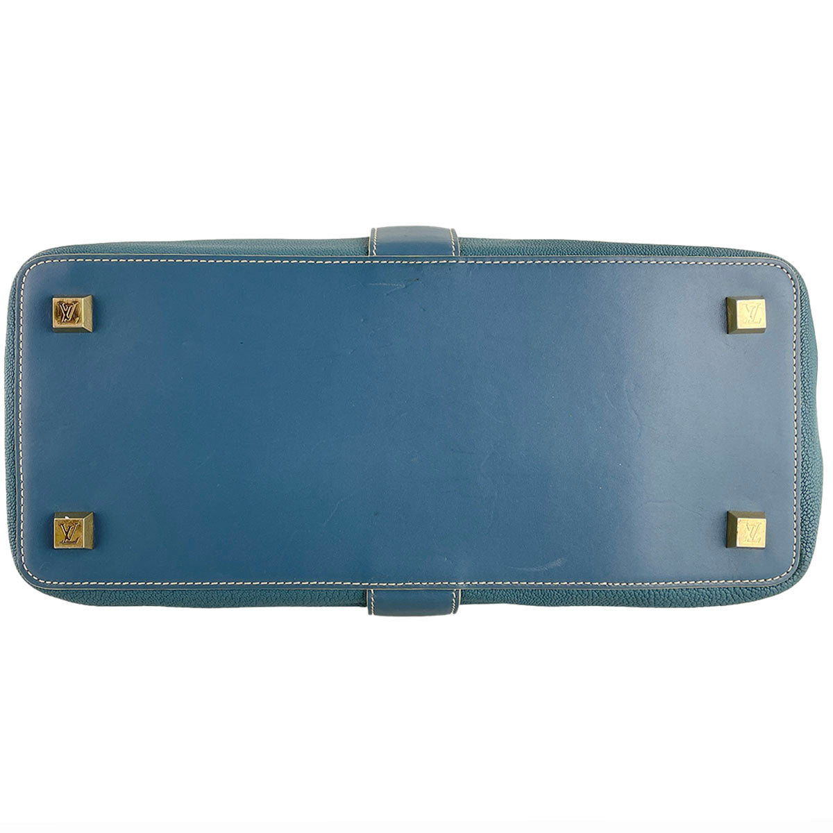 Louis Vuitton Suhali Angenieux PM Leather Fabric Blue Handbag 4851