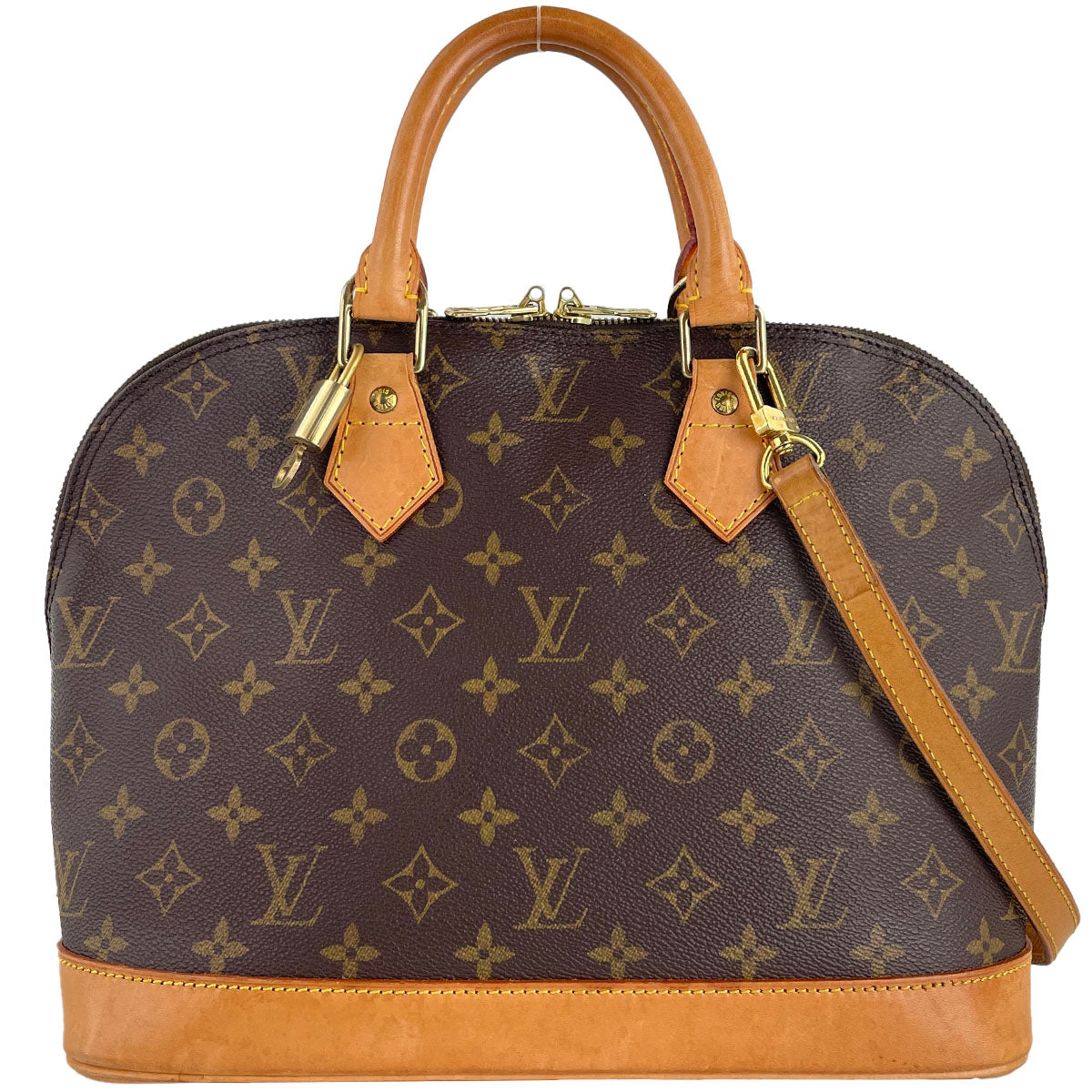 Louis Vuitton Monogram Alma 2way Coated Canvas Fabric Brown Handbag 4902