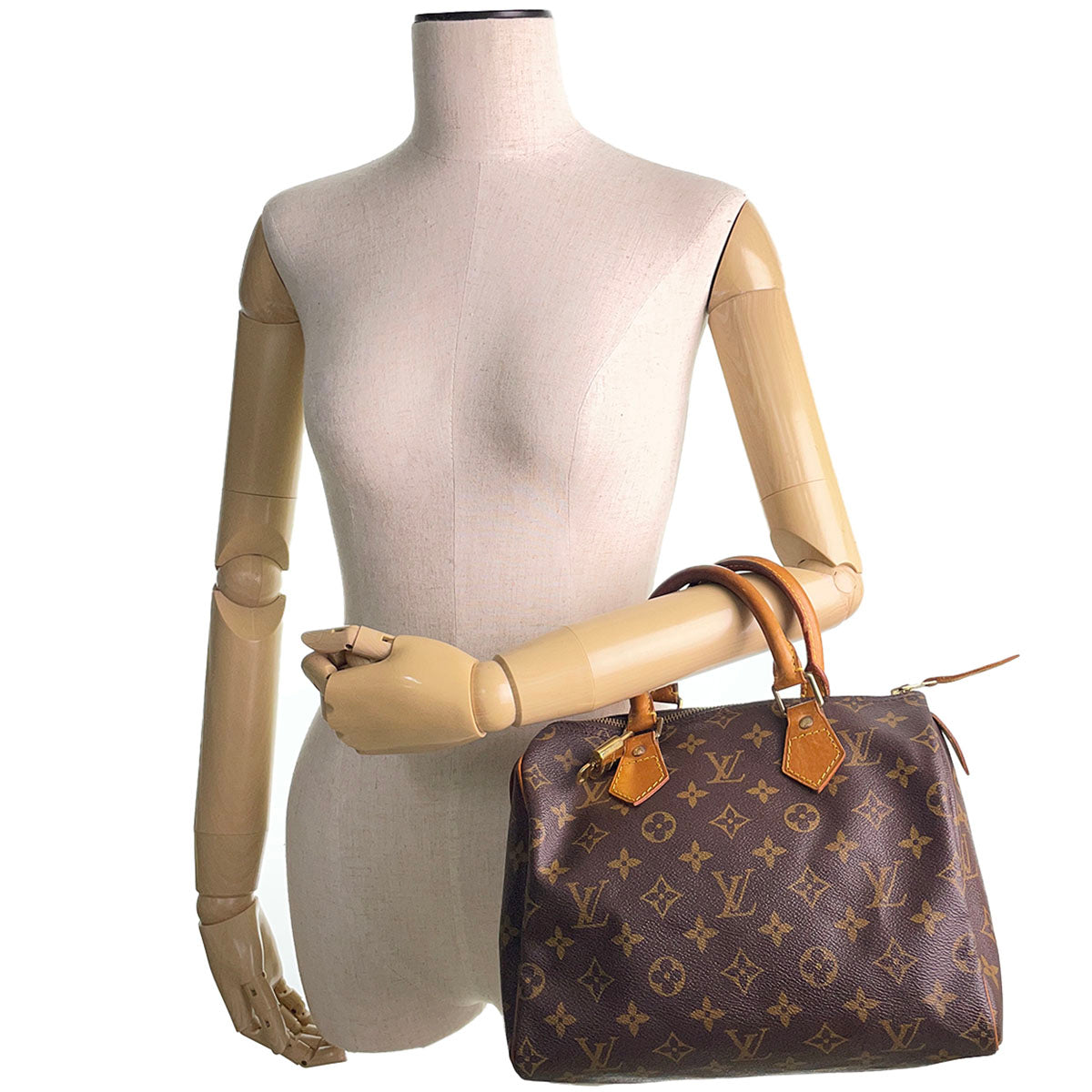 Louis Vuitton Monogram Speedy 25 Coated Canvas Fabric Brown Handbag 4827