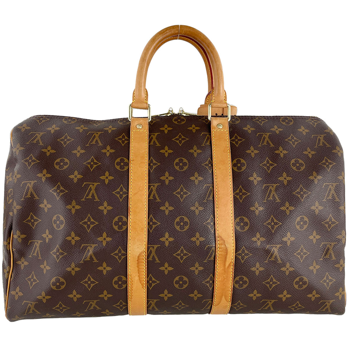 Louis Vuitton Monogram Keepall 45 Coated Canvas Fabric Brown Boston Bag 4879