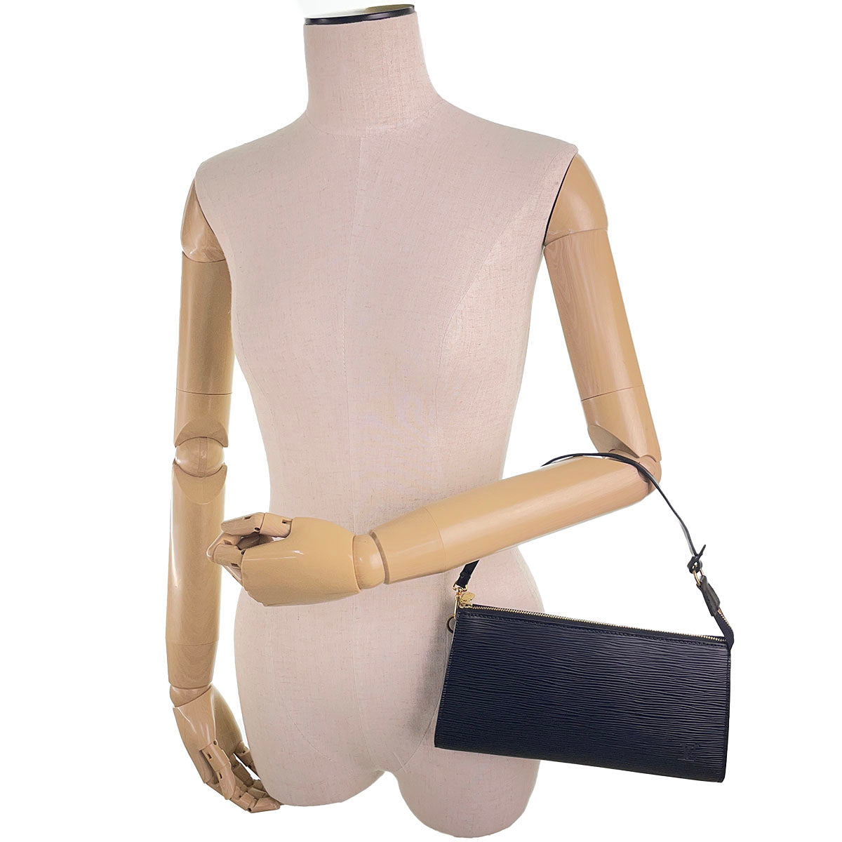 Louis Vuitton Epi Pochette Accessoires Leather Suede Black Handbag 4926