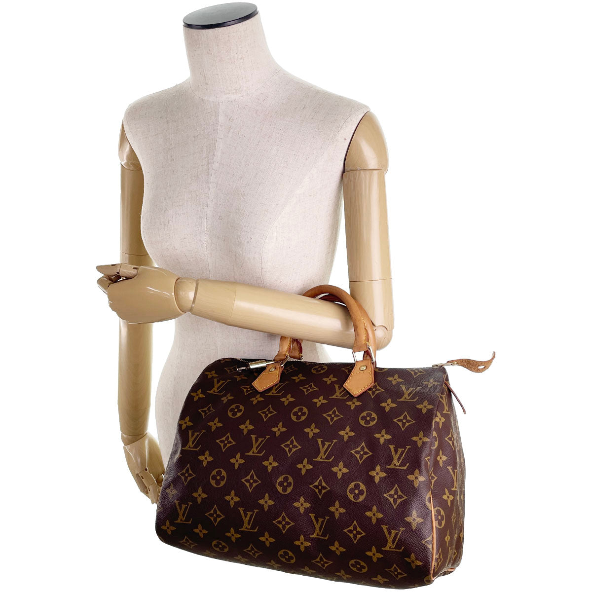 Louis Vuitton Monogram Speedy 30 Coated Canvas Fabric Brown Handbag 4931