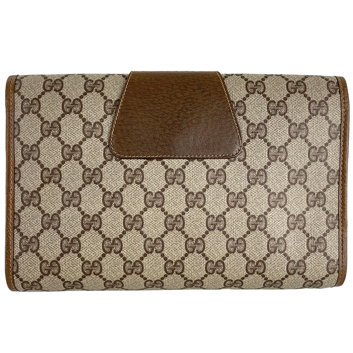 GUCCI Old Gucci Sherry Line PVC Leather Beige Brown Clutch bag 4900