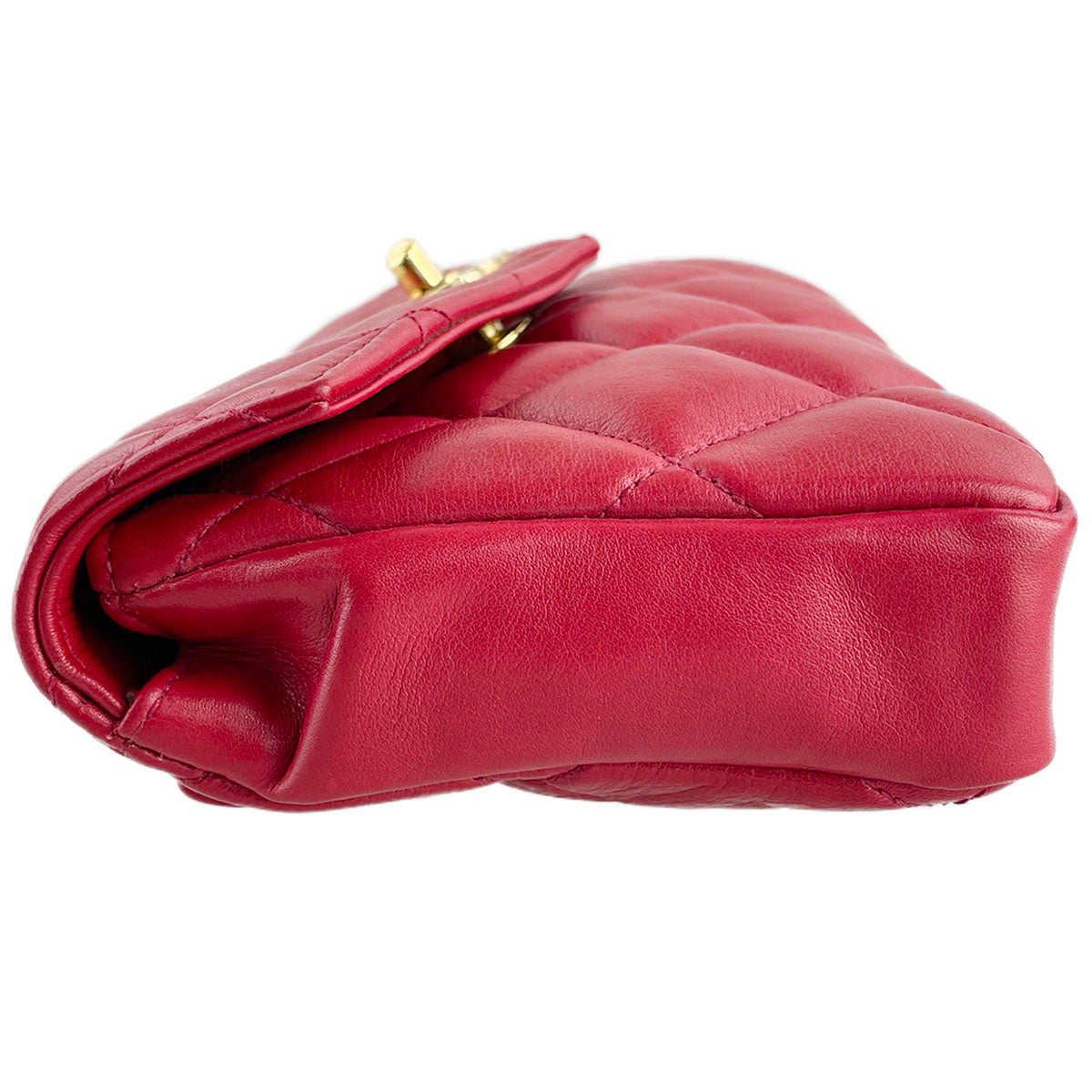 CHANEL Matelasse Lambskin Leather Red Waist bag 4856