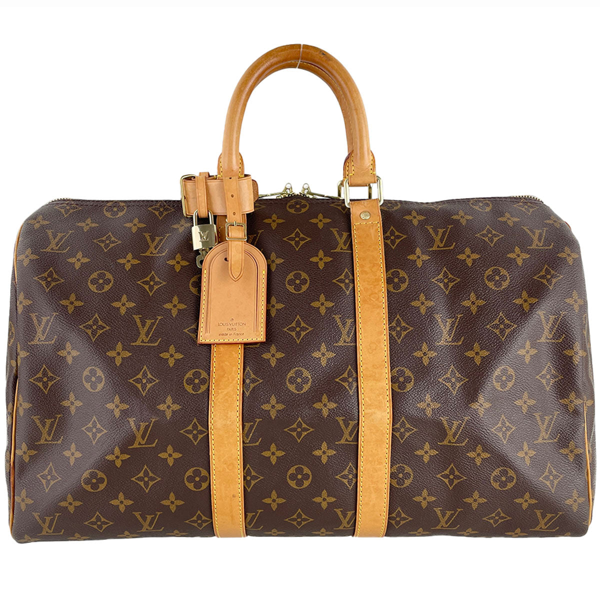 Louis Vuitton Monogram Keepall 45 Coated Canvas Fabric Brown Boston Bag 4879