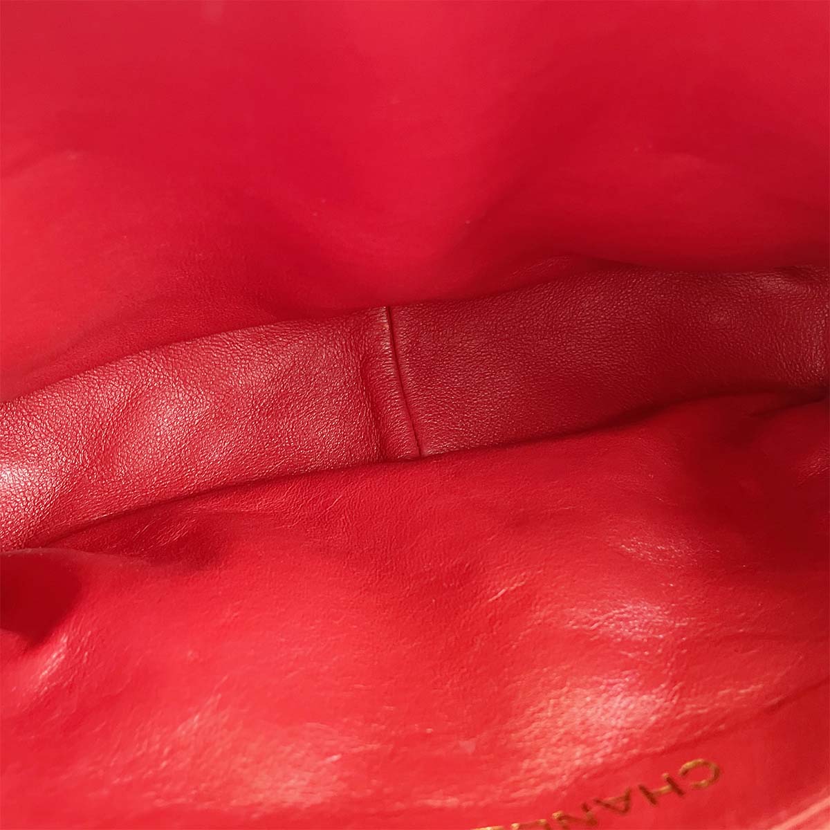 CHANEL Matelasse Fringe Lambskin Leather Fabric Red Chain Shoulder bag 69