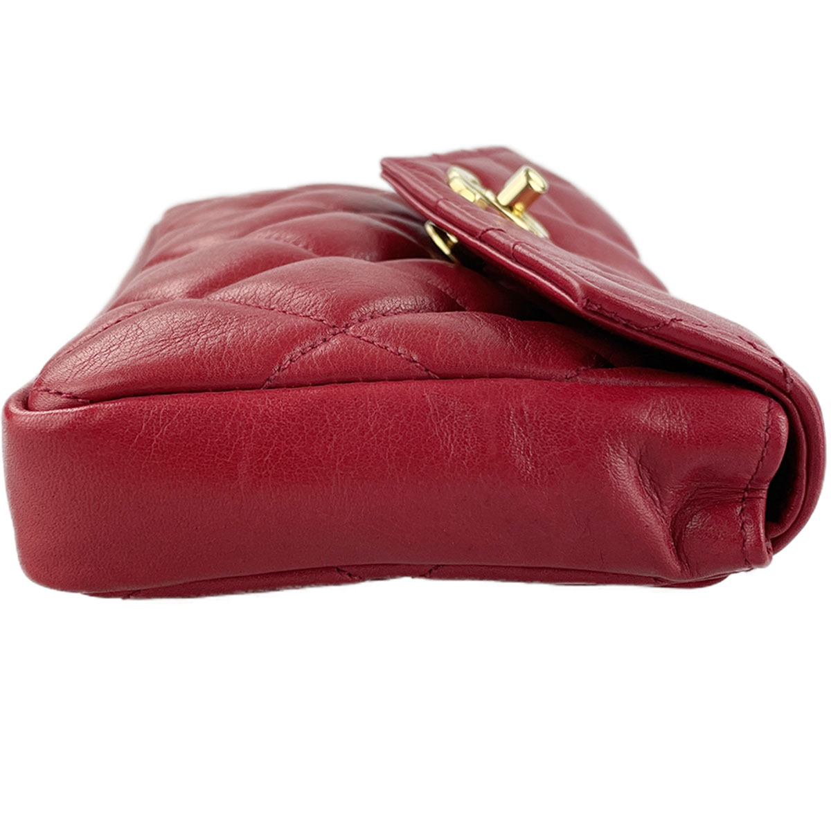 CHANEL Matelasse Lambskin Leather Red Waist bag 4921