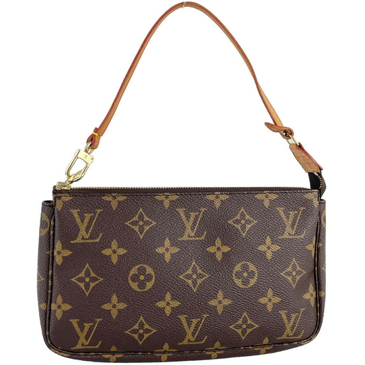 Louis Vuitton Monogram Pochette Accessoires Coated Canvas Brown Handbag 4922