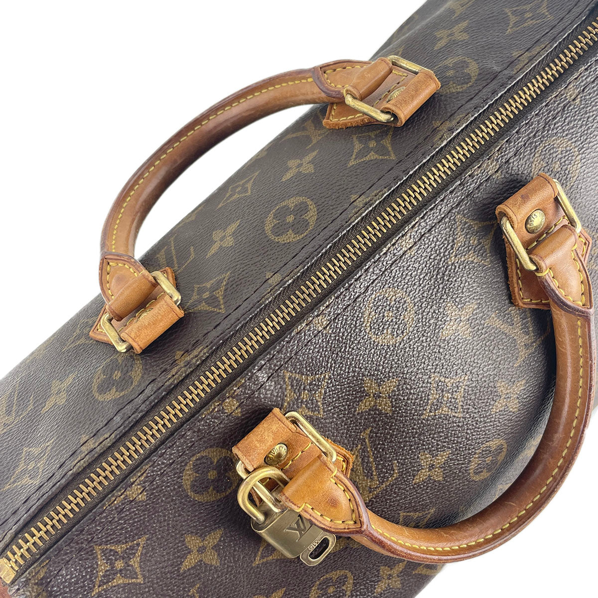 Louis Vuitton Monogram Speedy 30 Coated Canvas Fabric Brown Handbag 4909