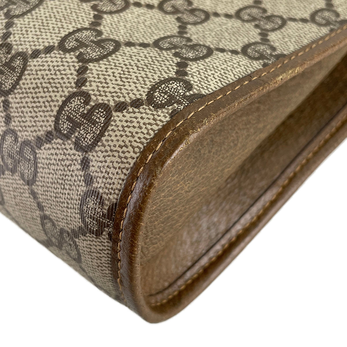 GUCCI Old Gucci Sherry Line PVC Leather Beige Brown Clutch bag 4900