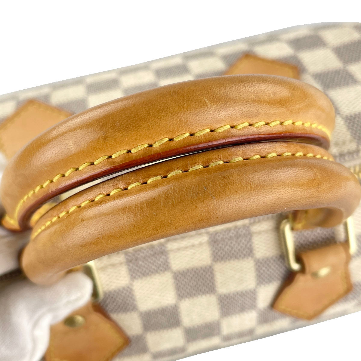 Louis Vuitton Damier Azur Speedy 25 Coated Canvas Fabric White Handbag 4939