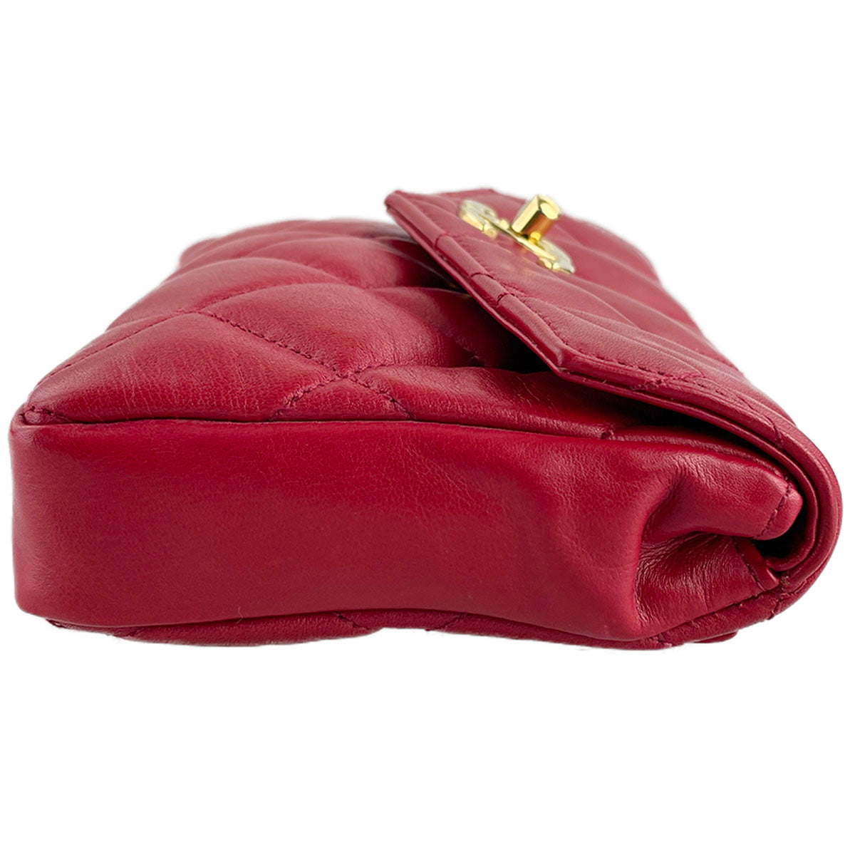 CHANEL Matelasse Lambskin Leather Red Waist bag 4856
