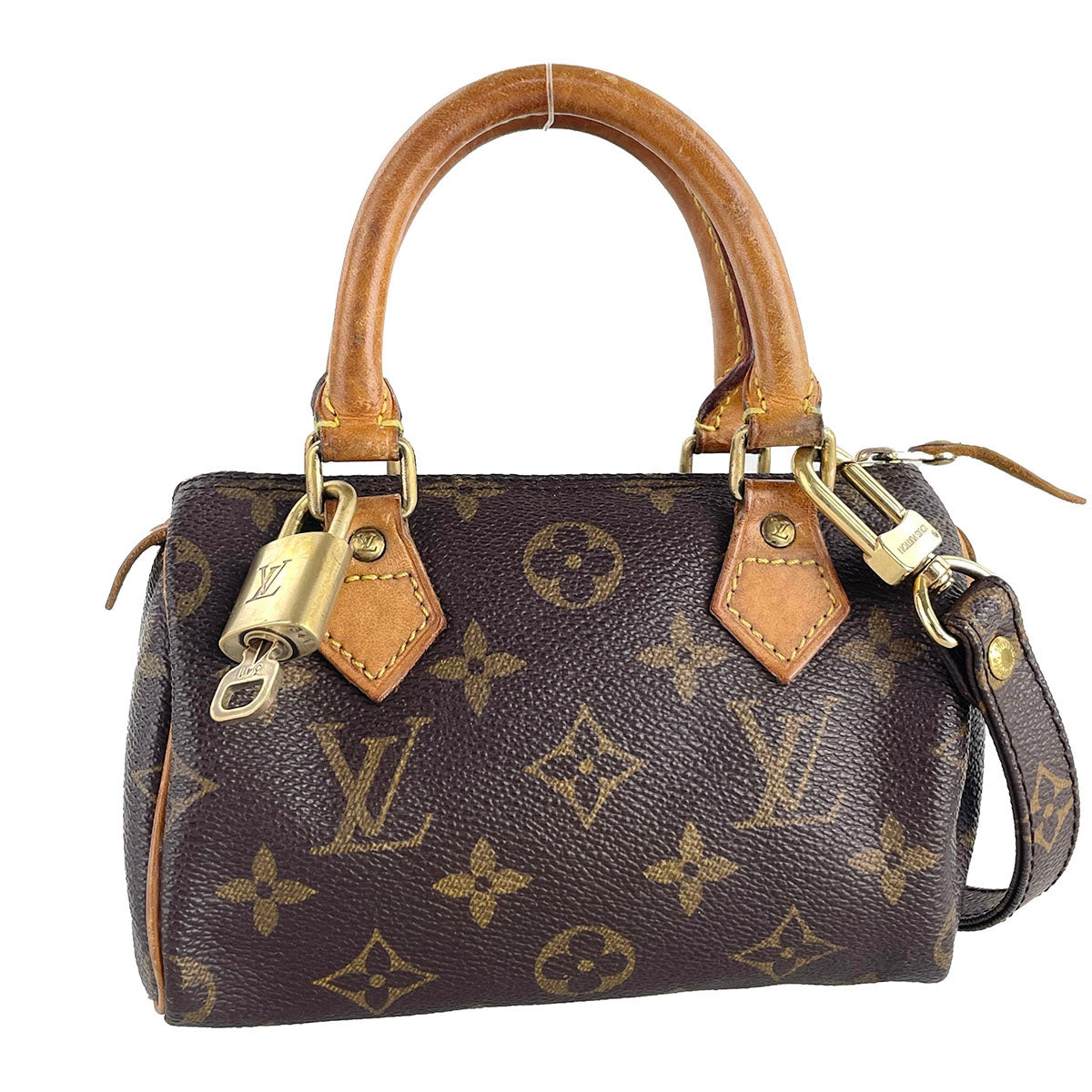Louis Vuitton Monogram Mini speedy 2way Coated Canvas Fabric Brown Handbag 4901