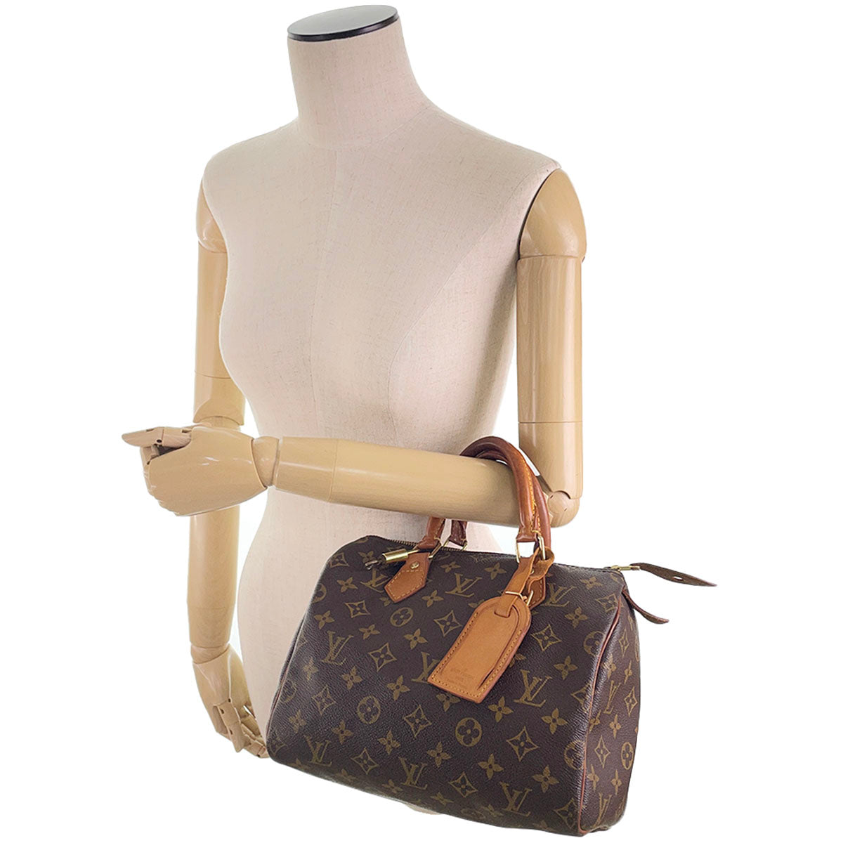 Louis Vuitton Monogram Speedy 25 Coated Canvas Fabric Brown Handbag 4897