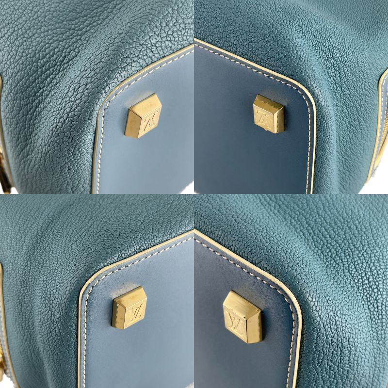Louis Vuitton Suhali Angenieux PM Leather Fabric Blue Handbag 4851