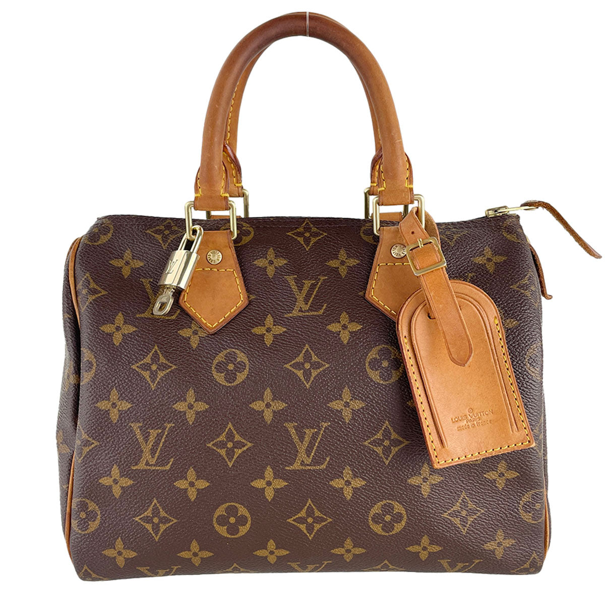 Louis Vuitton Monogram Speedy 25 Coated Canvas Fabric Brown Handbag 4932