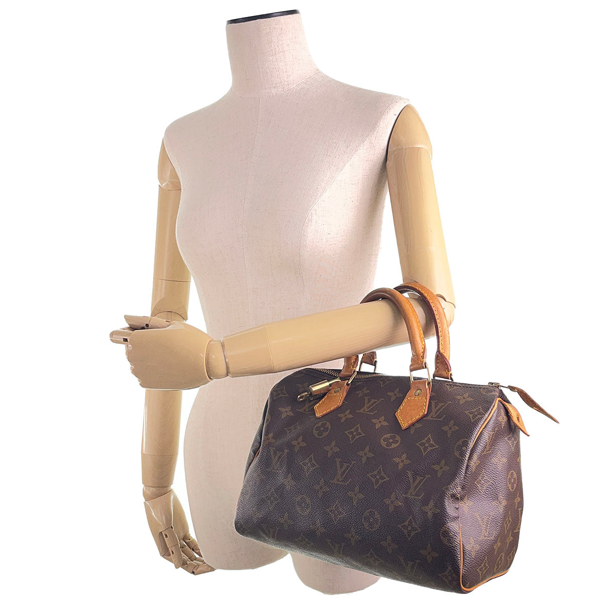 Louis Vuitton Monogram Speedy 25 Coated Canvas Fabric Brown Handbag 4842
