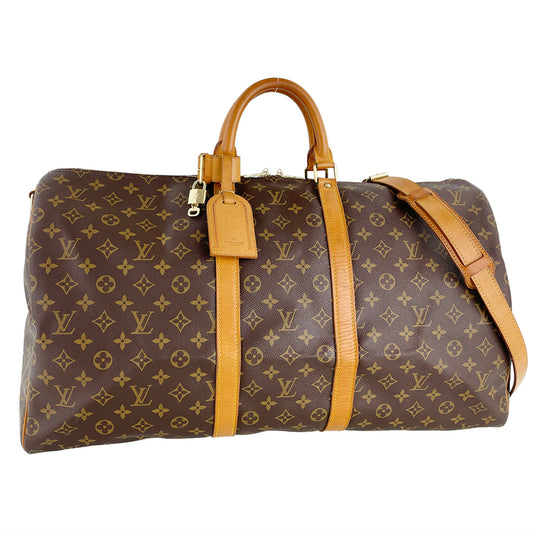 Louis Vuitton Monogram Keepall Bandouliere 55 Coated Canvas Boston Bag 4876