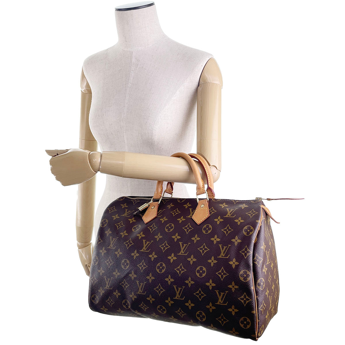 Louis Vuitton Monogram Speedy 35 Coated Canvas Fabric Brown Handbag 4849
