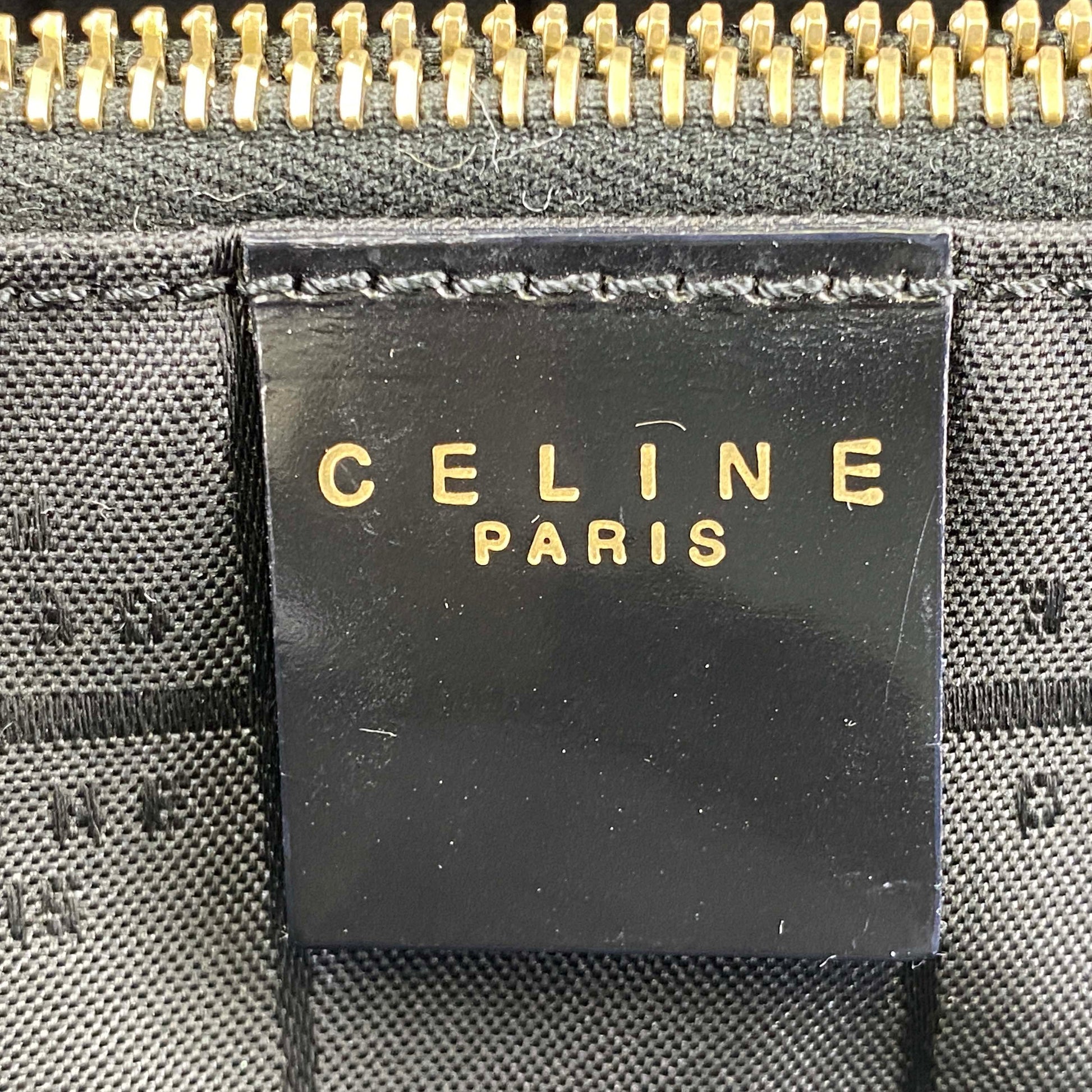 CELINE Macadam Circle PVC Fabric Brown Black Handbag 24