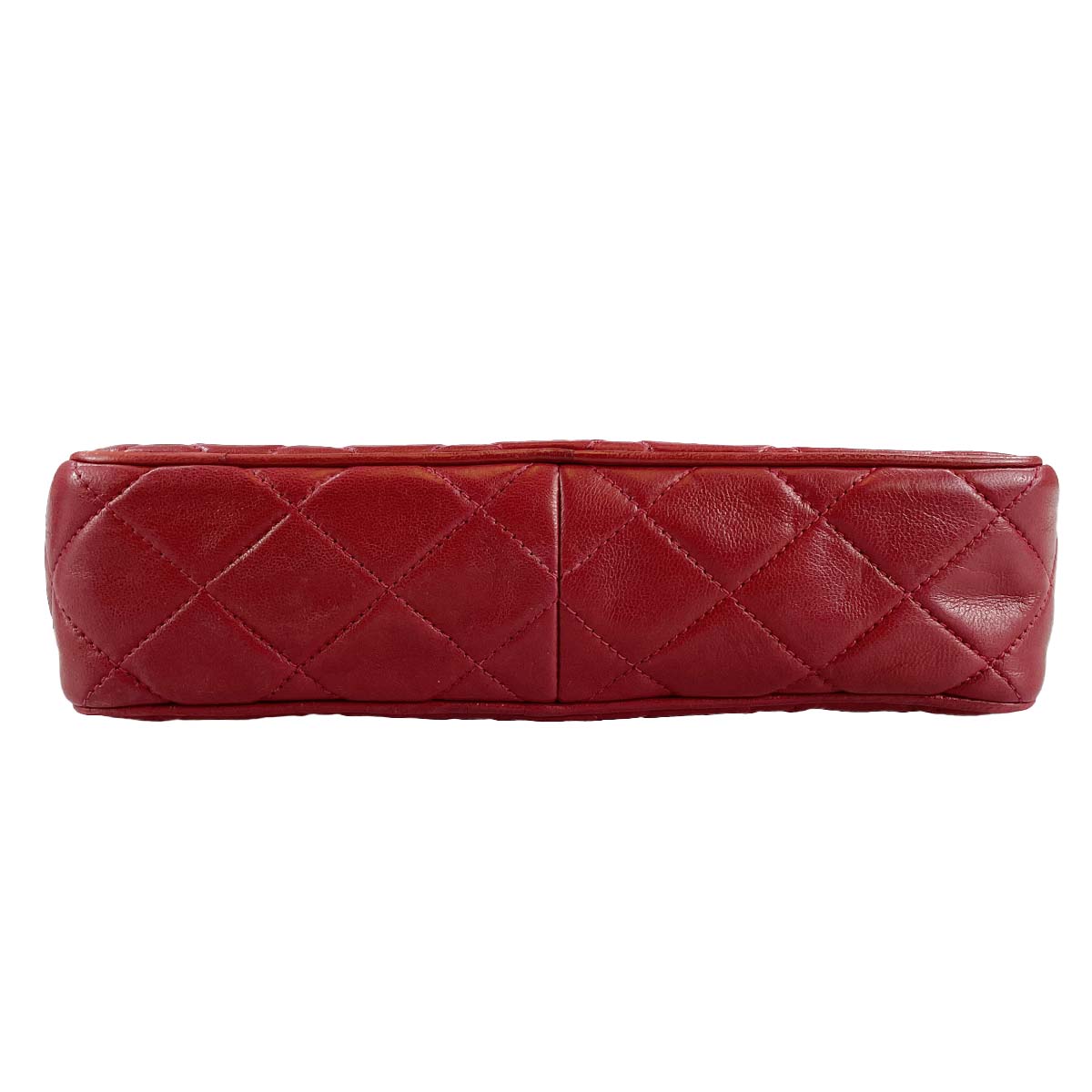 CHANEL Matelasse Fringe Lambskin Leather Fabric Red Chain Shoulder bag 69