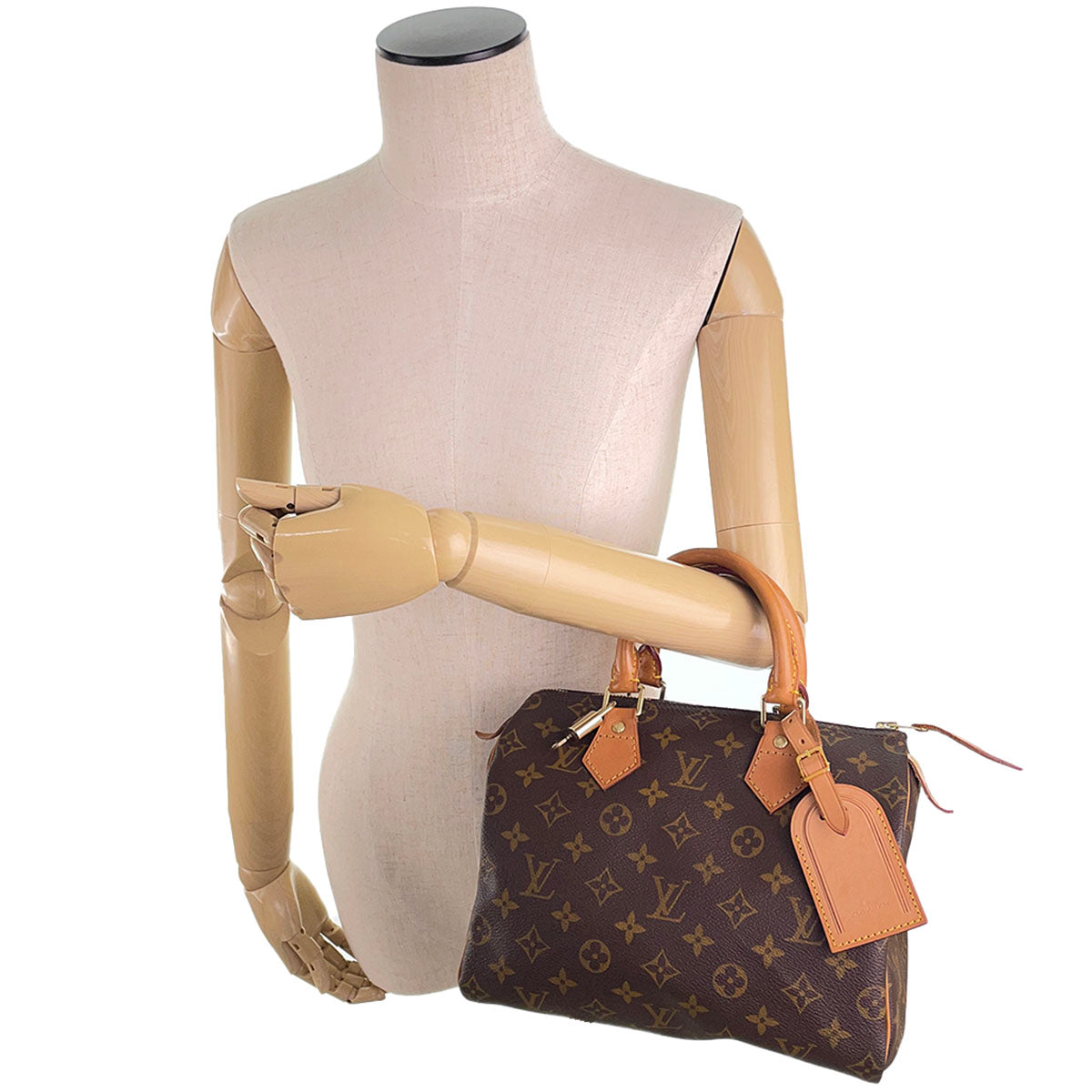 Louis Vuitton Monogram Speedy 25 Coated Canvas Fabric Brown Handbag 4928