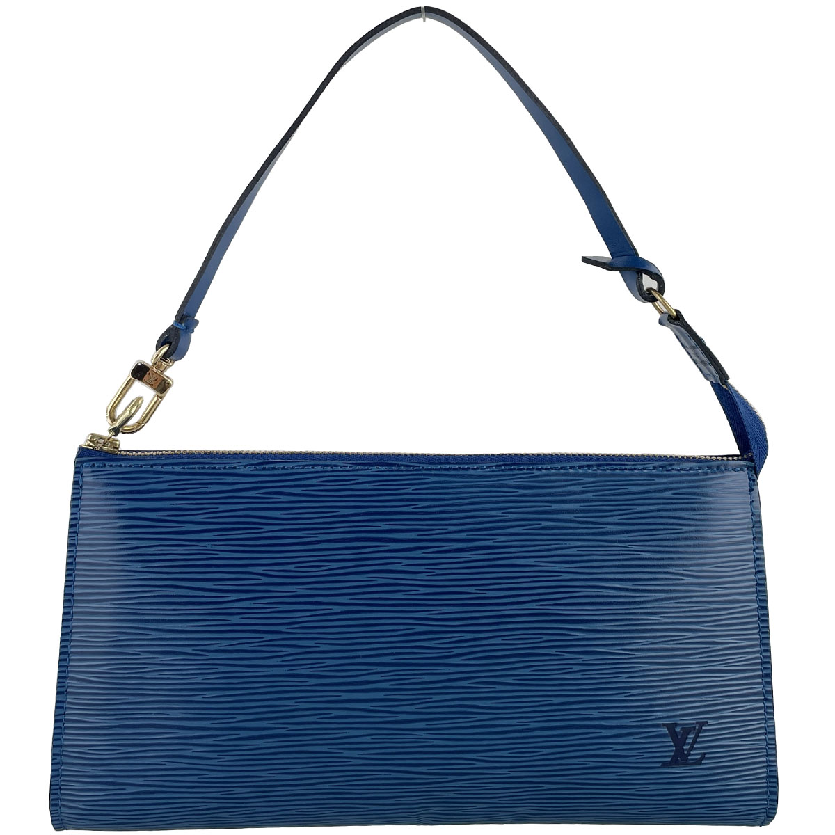 Louis Vuitton Epi Pochette Accessoires Leather Suede Blue Handbag 4942