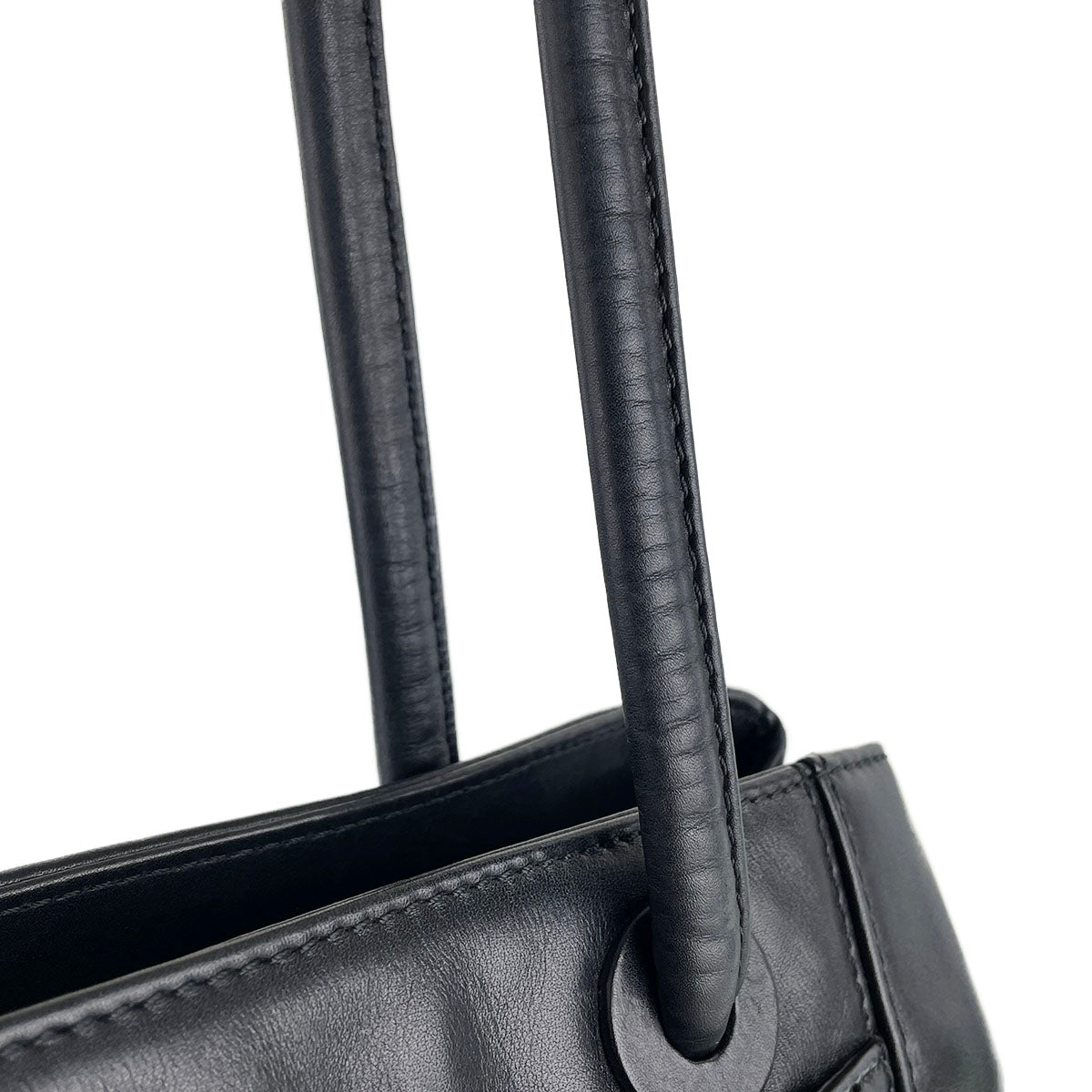CHANEL Lambskin Leather Fabric Black Fringe Tote bag 4933