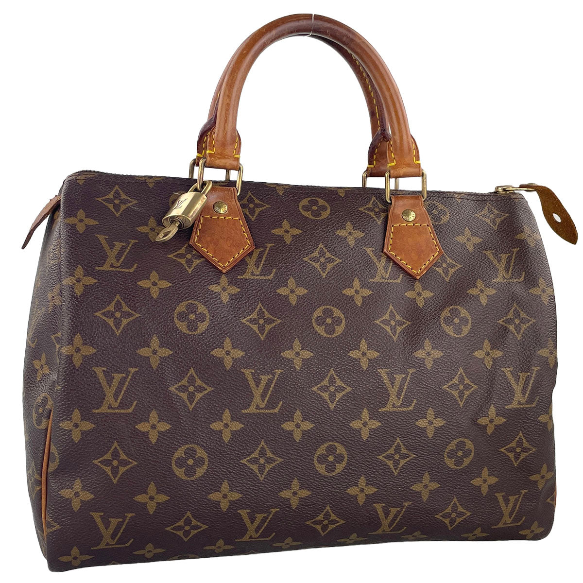 Louis Vuitton Monogram Speedy 30 Coated Canvas Fabric Brown Handbag 4914