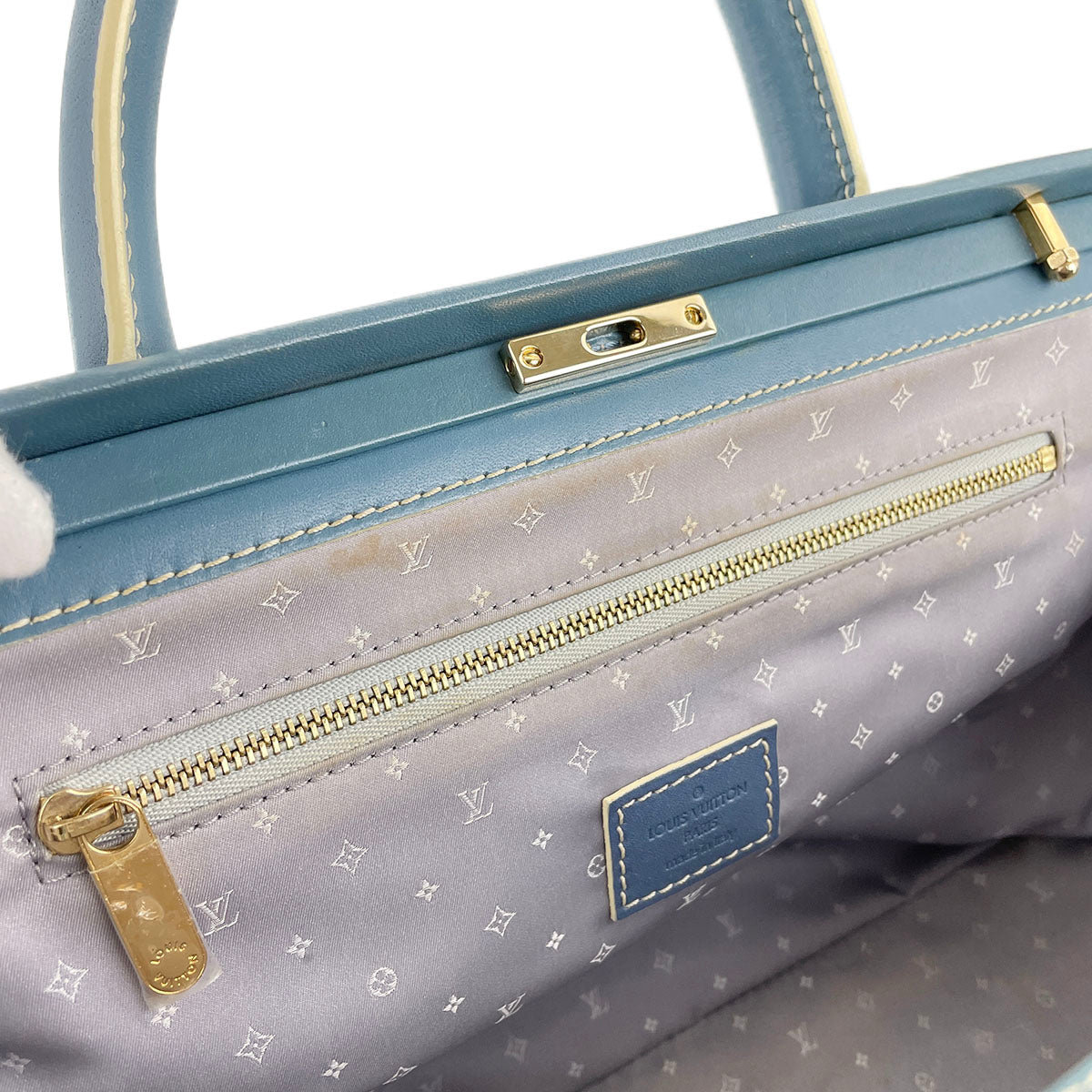 Louis Vuitton Suhali Angenieux PM Leather Fabric Blue Handbag 4851