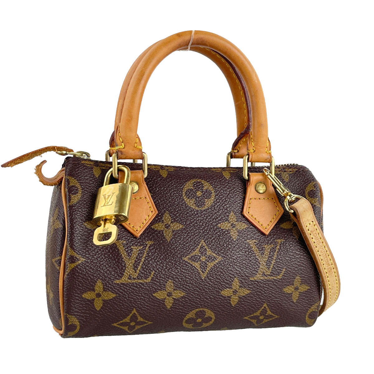 Louis Vuitton Monogram Mini speedy 2way Coated Canvas Fabric Brown Handbag 4870