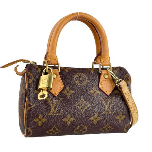 Louis Vuitton Monogram Mini speedy 2way Coated Canvas Fabric Brown Handbag 4870