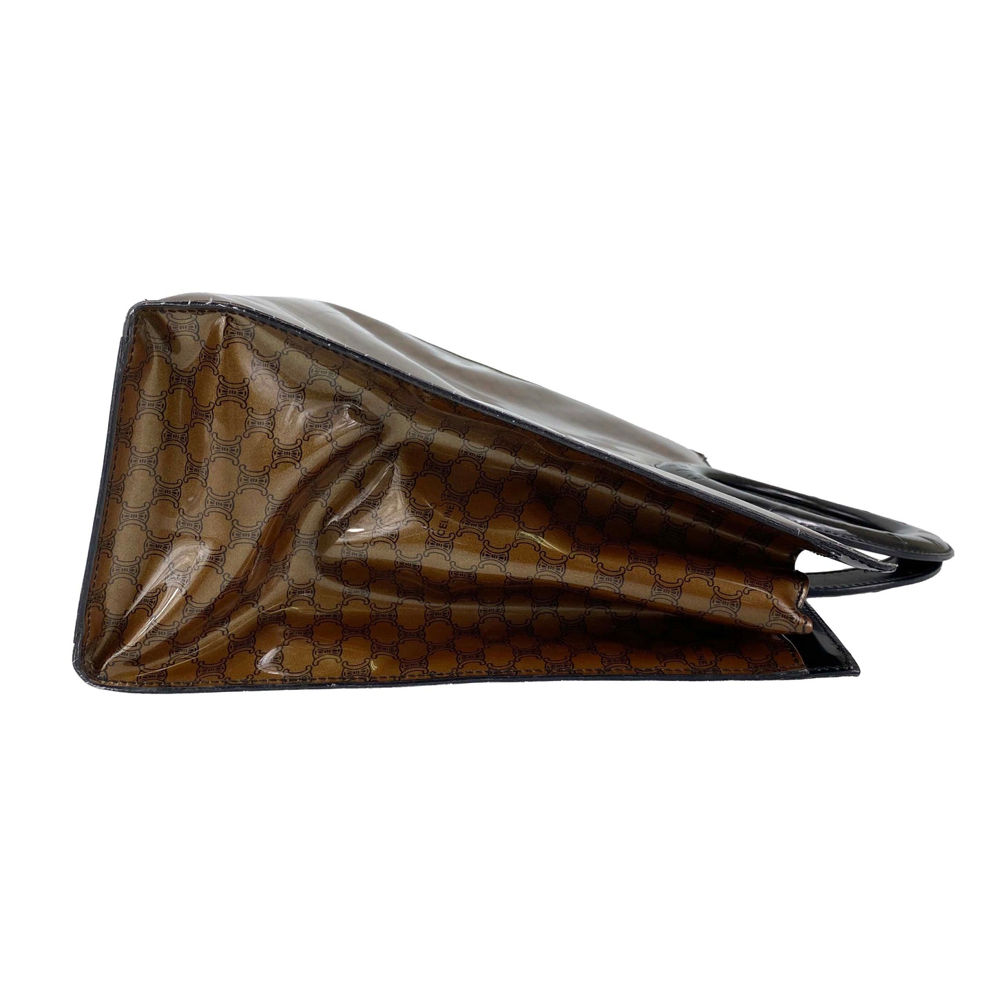 CELINE Macadam Circle PVC Fabric Brown Black Handbag 24