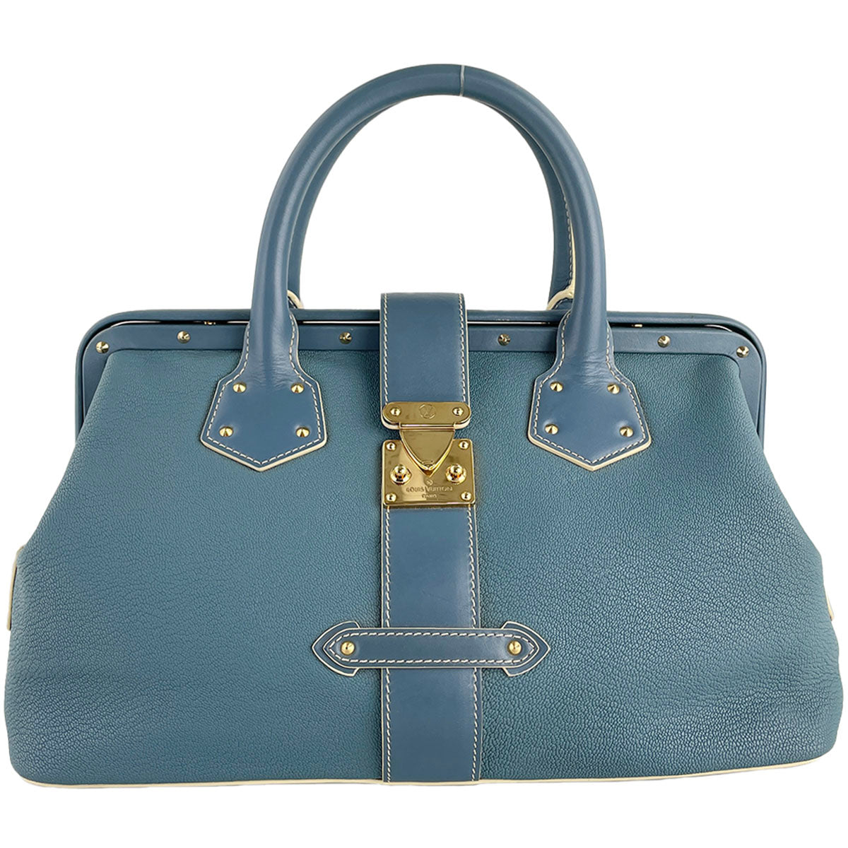 Louis Vuitton Suhali Angenieux PM Leather Fabric Blue Handbag 4851
