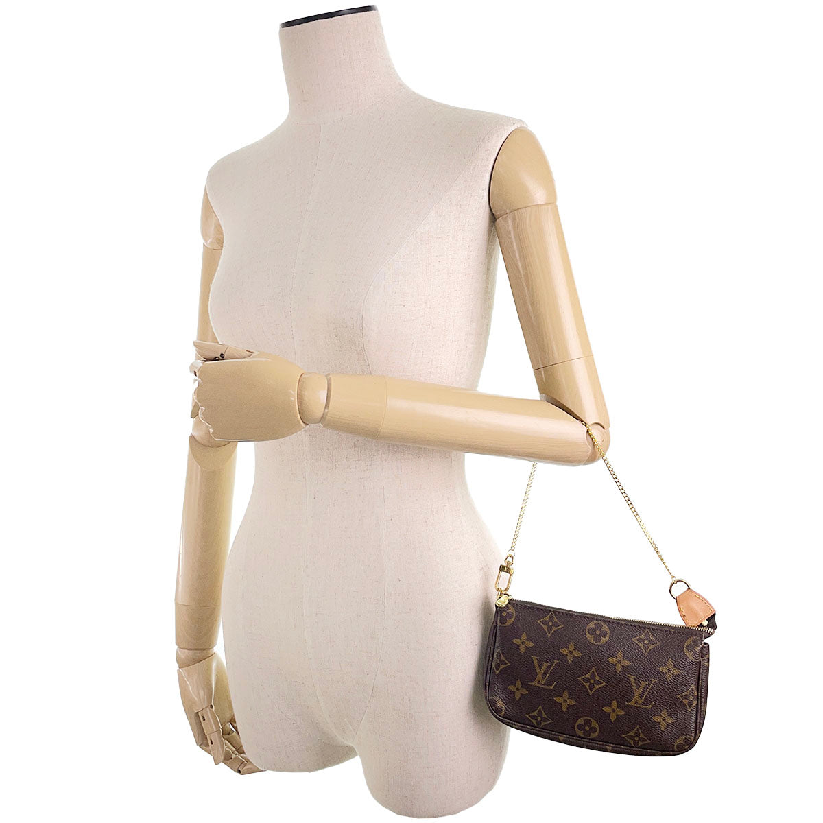Louis Vuitton Monogram Mini Pochette Accessoires Coated Canvas Brown Pouch 4903