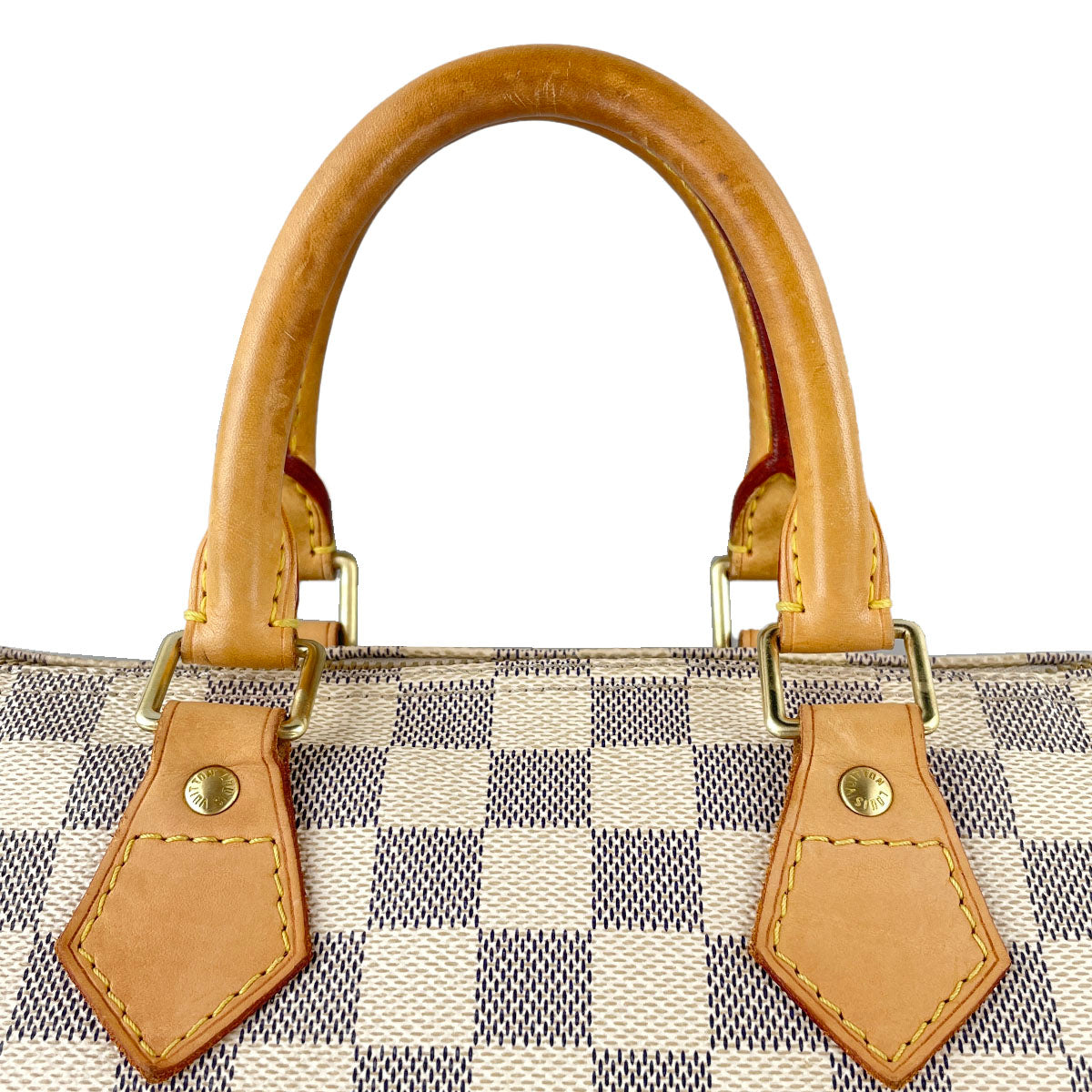 Louis Vuitton Damier Azur Speedy 25 Coated Canvas Fabric White Handbag 4939