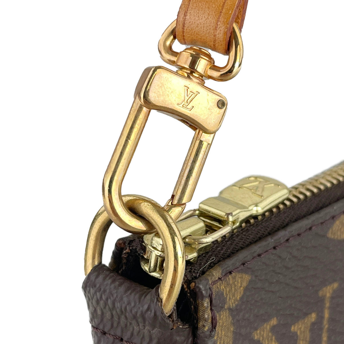 Louis Vuitton Monogram Pochette Accessoires Coated Canvas Brown Handbag 4883