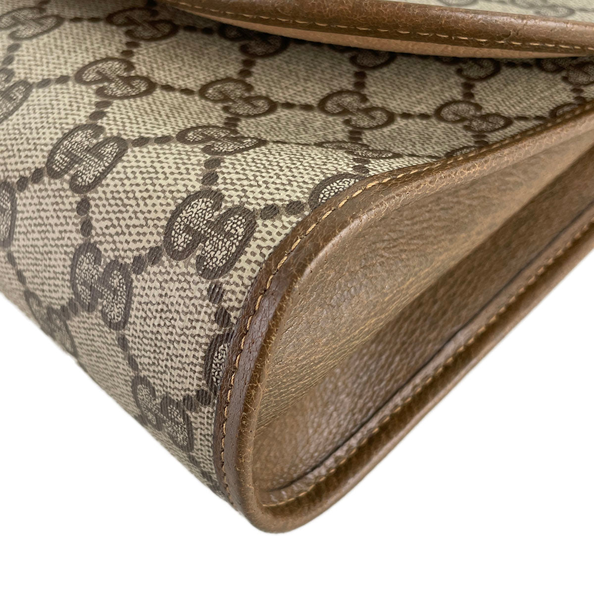 GUCCI Old Gucci Sherry Line PVC Leather Beige Brown Clutch bag 4900